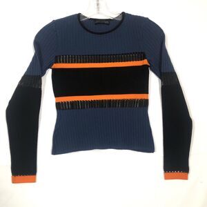 RVN Cropped Long Sleeve Mesh Top Multicolor Women's Size Small